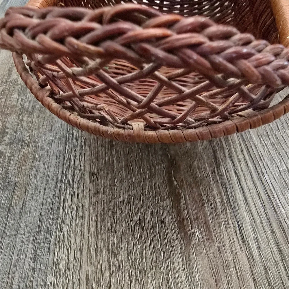 Wicker Duck Basket Wooden Beak Brown Woven Farmhouse Rustic Boho Primitive